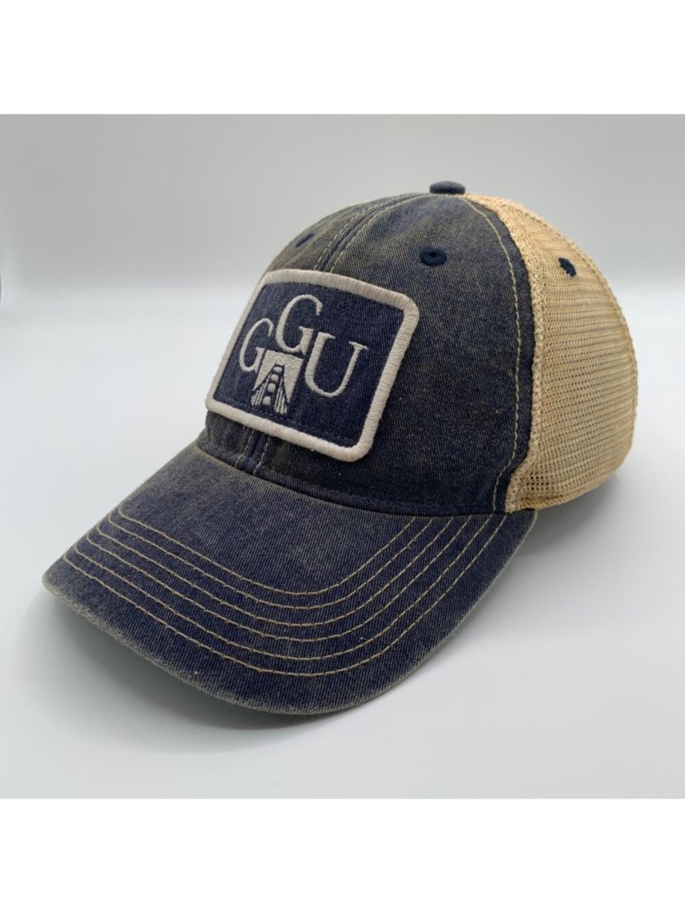 Golden Gate University Unisex Navy Blue Beige Legacy Snapback Trucker Hat